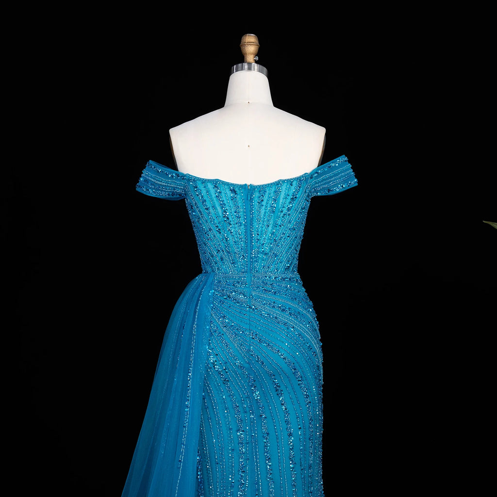 Sharon Said Luxury Evening Dress Mermaid Off Shoulder Beaded Sideskirt Women's Formal Wedding Party Gowns SS005 Customized