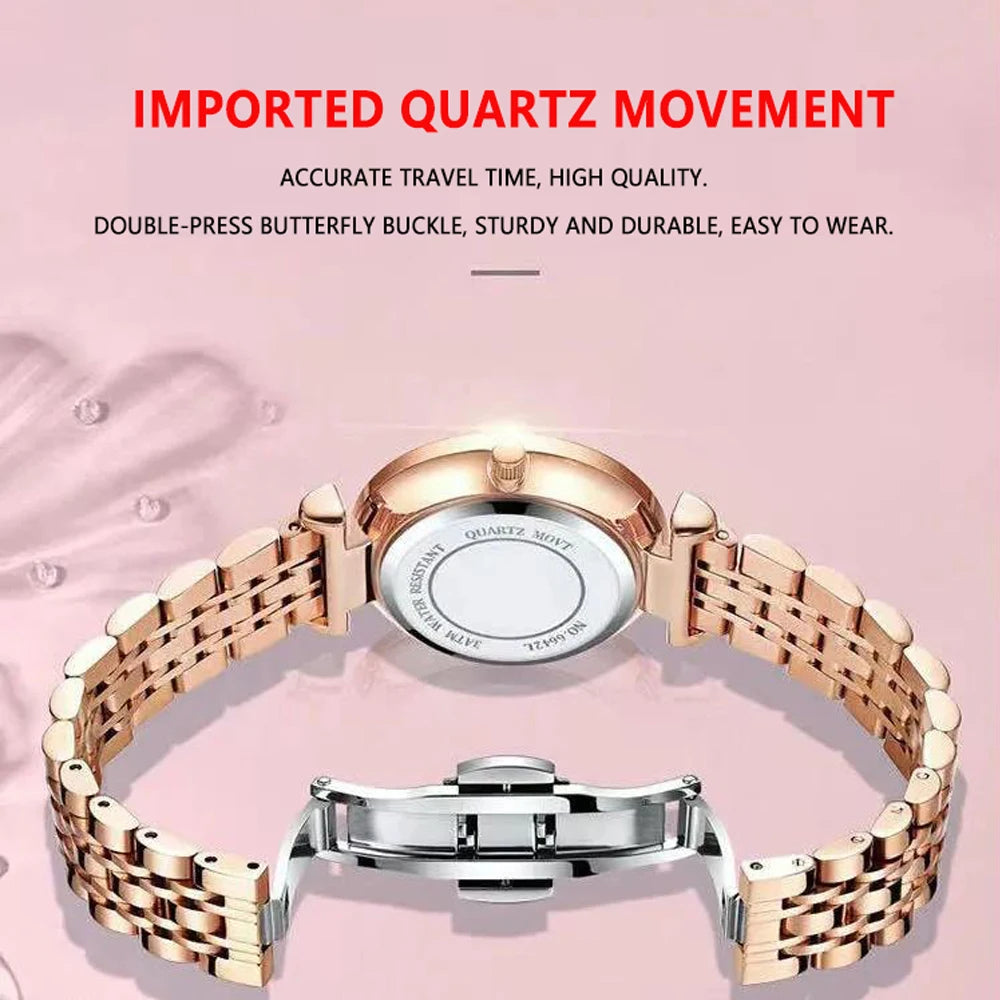 POEDAGAR New Fashion Women Watch Week Date Stainless Steel Wristwatch Waterproof Luminous High Quality Luxury Ladies Watches+Box