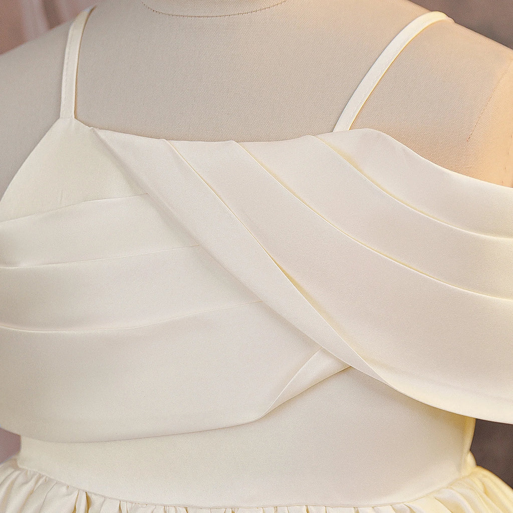 Elegant Fold Bridesmaids Party Girls Dress Formal Wedding Birthday Prom Gown Gala Girl Graduation Pageant Princess Evening Dress