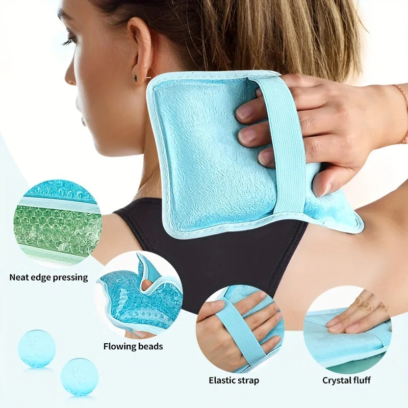Hot Compress Gel Ball Ice Pack Pvc Double-Sided Pillow, Hot and Cold Compress Heating Pack with Strap, Handheld Ice Pack, Three Colors, Single Pack