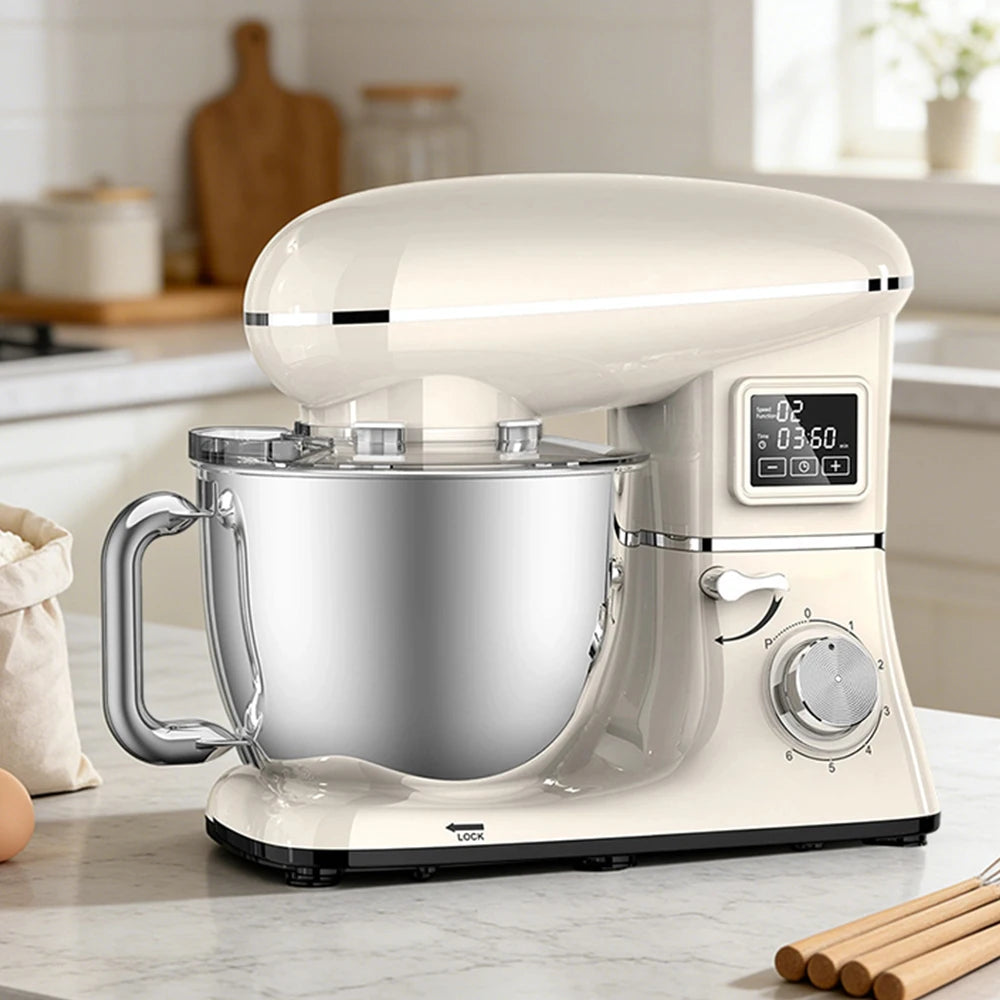 DIVEDEER 6L Multifunctional Household Dough Mixer Electric Chef Machine with Kneading Fermentation LCD Display for Home Kitchen