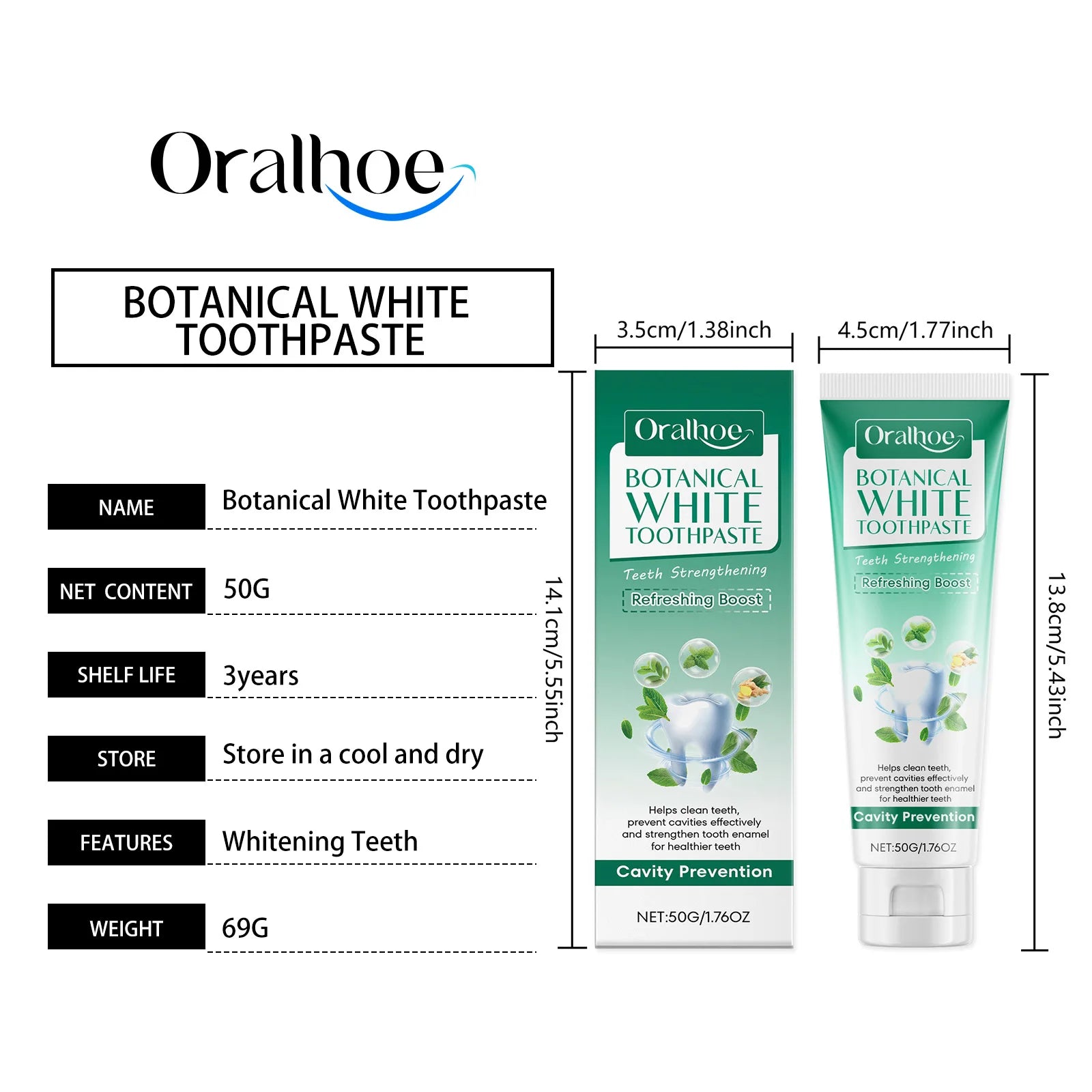 Botanical Toothpaste Contains Plant-Based Active Deeply Clean Teeth Stains Prevent Cavities Long-Lasting Fresh Breath