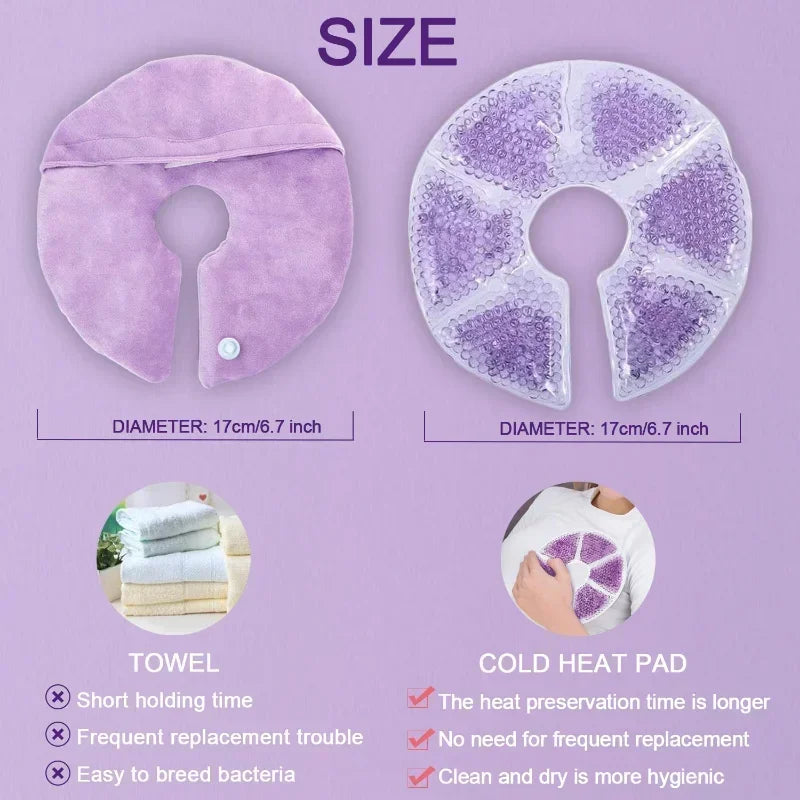 2 Pack Hot/Cold Breast Gel Bead Ice Packs Breast Cooling & Heat Pads Relief for Breastfeeding Nursing Pain Boost Milk Let-Down