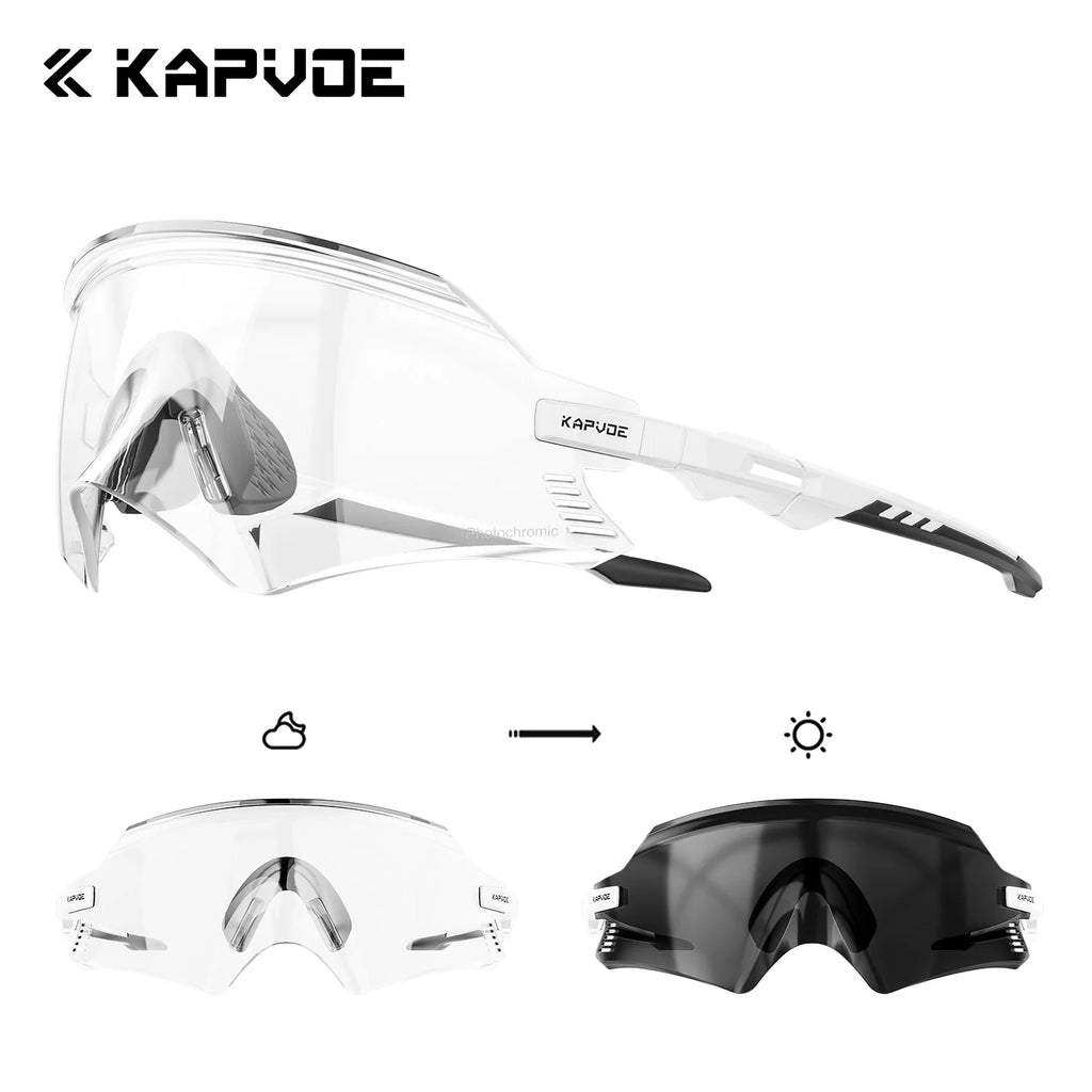 KAPVOE Photochromic Cycling Sunglasses Men Road Driving Bike Glasses Outdoor Sports Hiking Women Bicycle Cycling UV400 Goggles