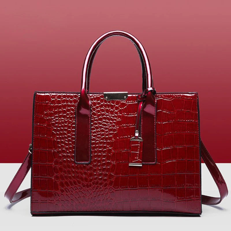 Luxury Crocodile Pattern Handbag ，Women Large Capacity Shoulder Bag， PU Leather Top-handle Bag， Brands Crossbody Bag Totes sac