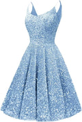 2026 Sequin Homecoming Dresses for Teens Sparkly Spaghetti Strap Short Prom Dress A-line Formal Cocktail Party Gowns