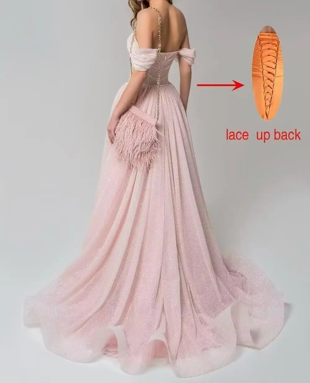 Luxury Dress Sparkly Tulle Prom Dress 2026 Off The Shoulder Formal Dresses for Women Glitter A Line Long Ball Gown Party Dress