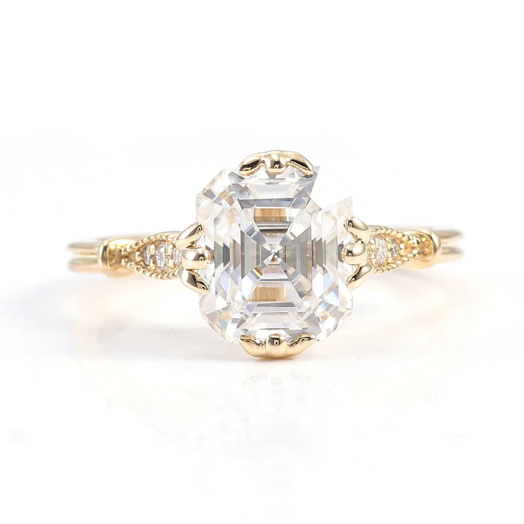 Provence 10K/14K/18K Moissanite Wedding Rings for Women Asscher Cut 3CT D Color Custom Jewelry DIY Engagement Rings