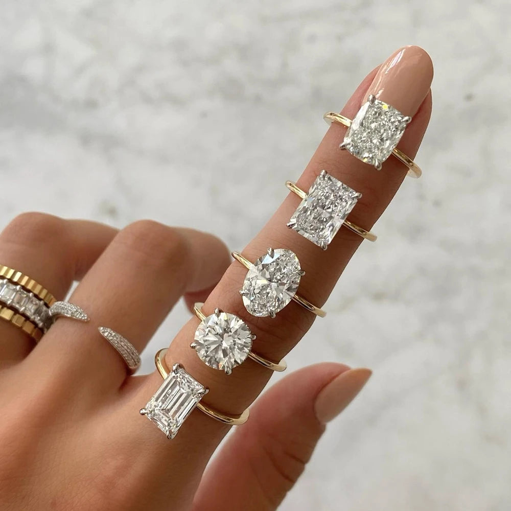 Customizable 14K 18K Gold Engagement Solitaire Ring 1CT 5CT Oval Cushion Cut VVS1 Moissanite/Lab Grown Diamond Engagement Ring