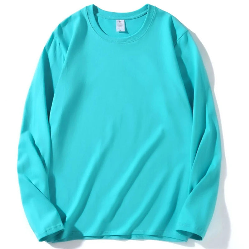2026 Autumn Women Leisure Cotton Daily Long Sleeve Tops Lady Versatile Round Neck Baggy Clothes Female Concise Solid T-shirts