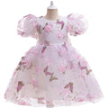 Girls Floral Dress Summer Pink Tulle Princess Dress Flower Girls Embroidered Baptism Gown For Photo Shoot And Wedding Events 2yr