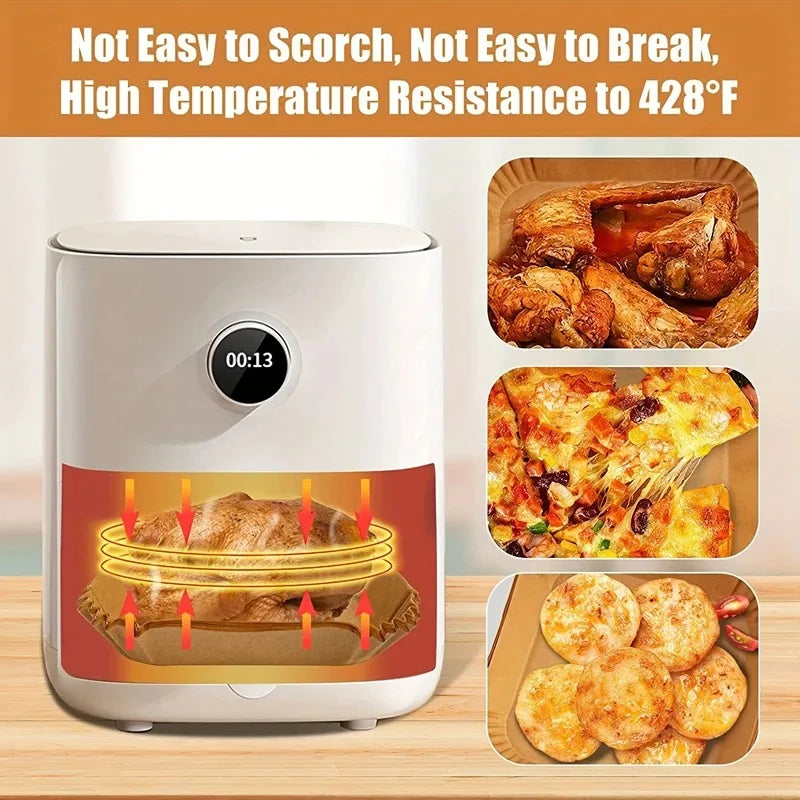 Air Fryer Paper Liners Disposable Oil-proof&Heat Resistant for Baking Microwave Cooking&Deep Fryer Accessories Easy Cleanup