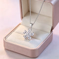 925 Sterling Silver Flower Pendant Necklace for Women Sparkling Clear Cubic Zirconia Cherry Blossom Necklace Jewelry Gift