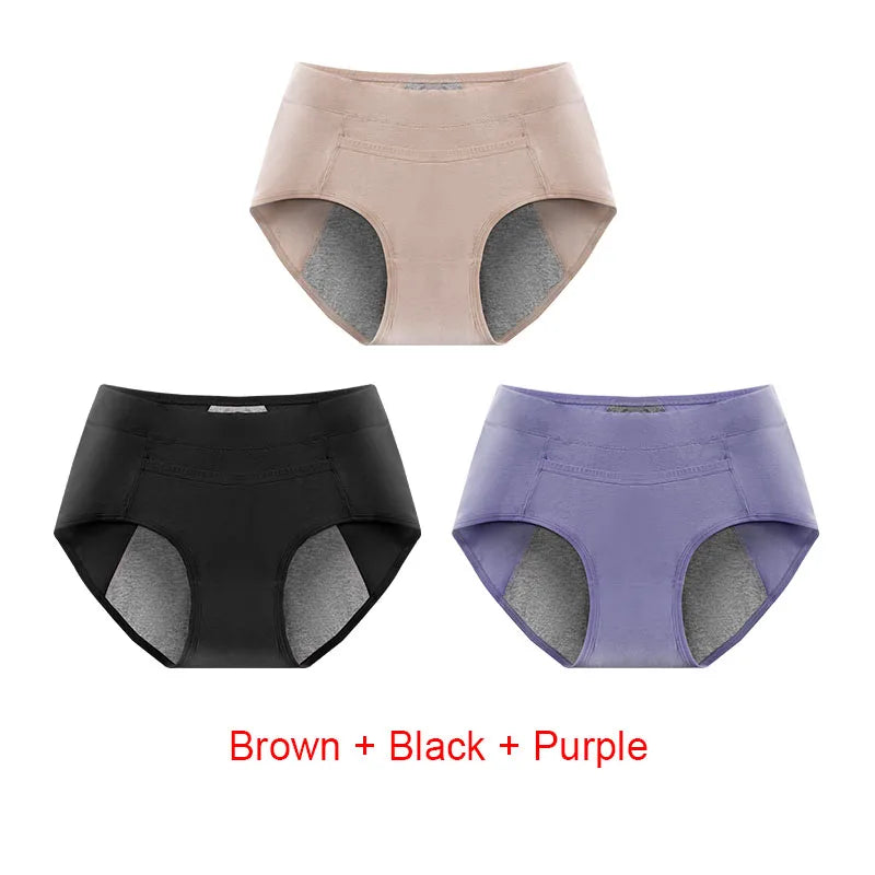 Women's Panties UnderwearLeakproofBreathable Briefs MenstrualPants PlusSizeWaterproof Mid Waist Organic Cotton Protective Briefs