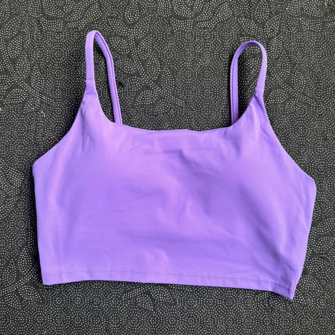 Solid Color Tight Fitness Women Sport Bra Spaghetti Strap Gym Yoga Bra Athletic Underwear Soft Top Workout Train With Chest Pad