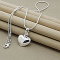 hot sale Silver color Solid Heart Necklace 18-30 Inch Snake Chain For Women Girl Wedding Charm Fashion Jewelry luxury