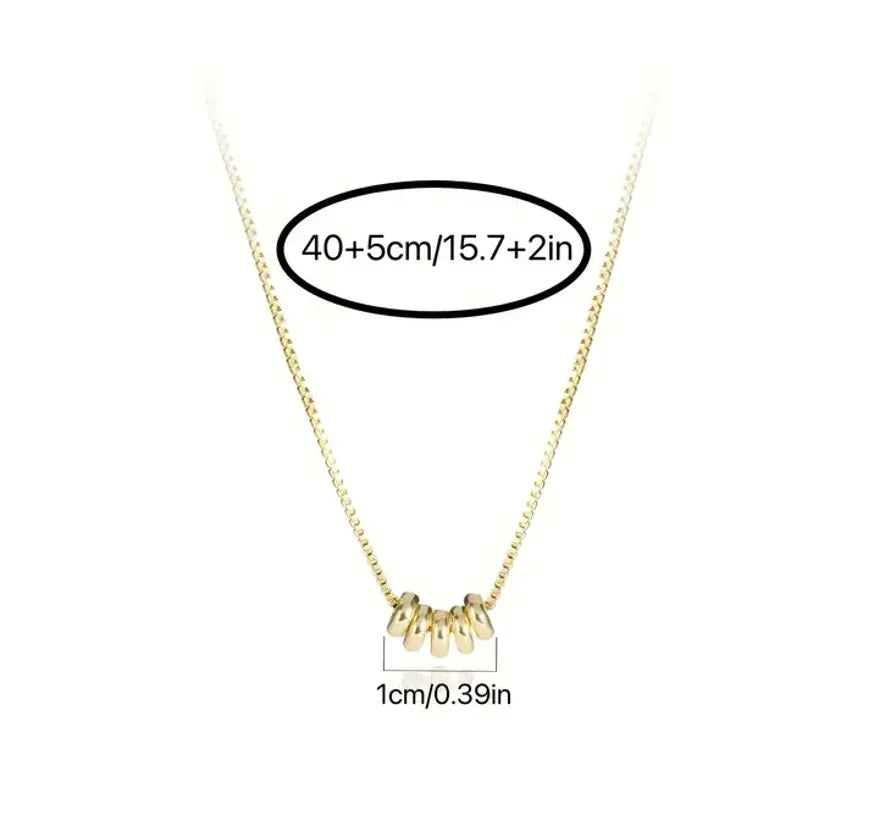 Mini Ring Pendant Gold simple snake bone necklace 5 circles 14K Gold Plated high quality brass women jewelry gift
