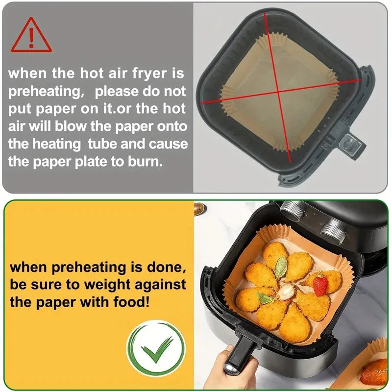 Air Fryer Paper Liners Disposable Oil-proof&Heat Resistant for Baking Microwave Cooking&Deep Fryer Accessories Easy Cleanup