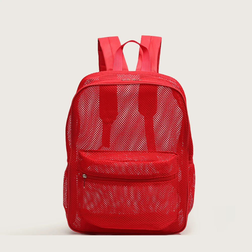 Women's Mesh Breathable Backpack Portable Hollow Casual Outdoor Travel Storage Bag