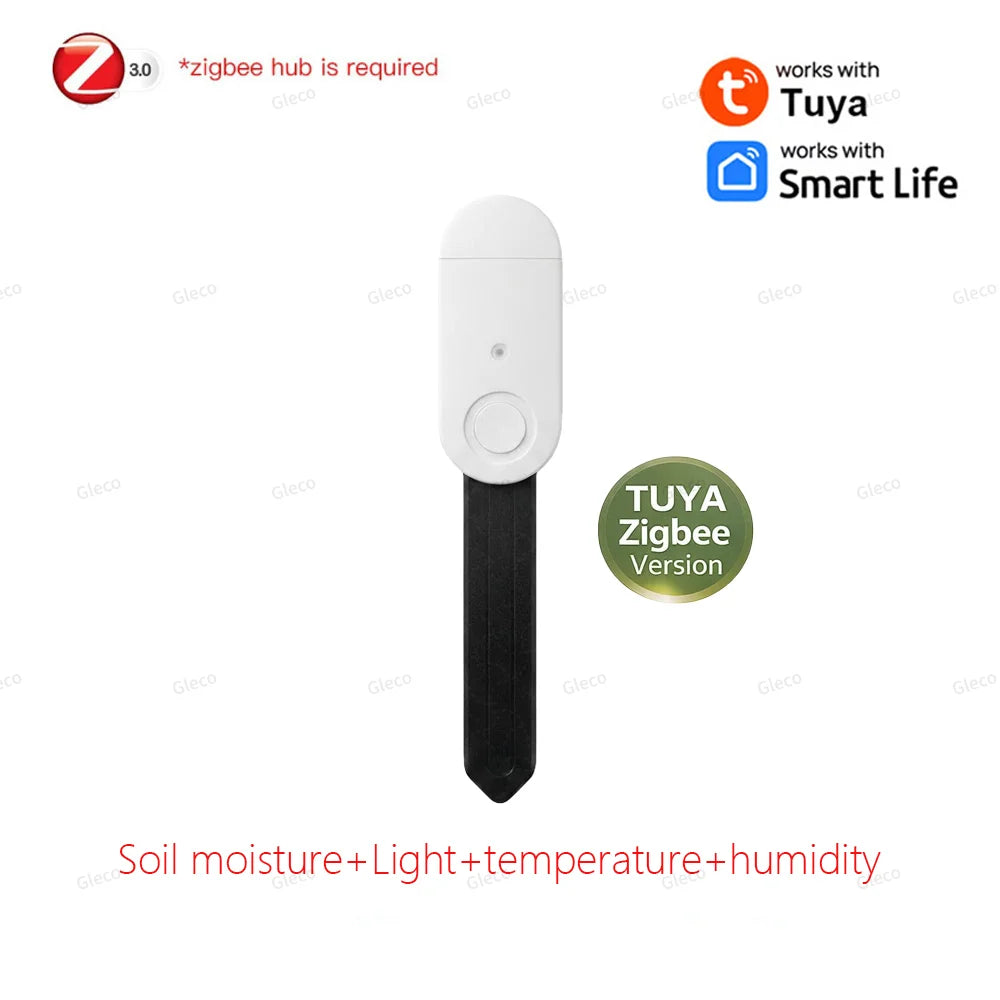 Zigbee Soil Sensor Moisture Temperature Humidity Tester Light Fertility Meter Garden Home Automation TUYA&Zigbee2MQTT Optional