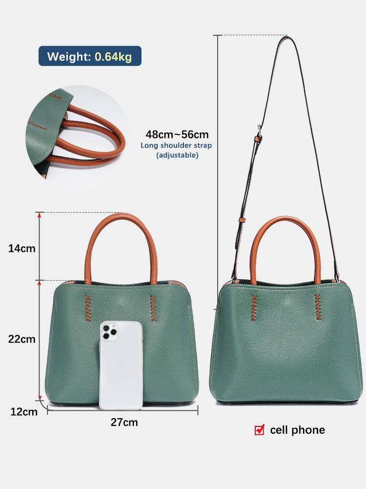 Zency Women's Genuine Leather Shopper Bag Designer Shoulder Bags Handbag Large Bucket Bag Tote Cross body 2024 Bolso De Mujer