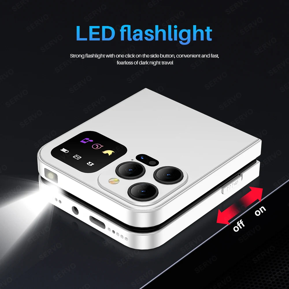 SERVO A50 PRO Flip Mobile Phone Dual SIM Standby Speed Dial Call Recording MP4 Player FM Radio 2G GSM Foldable Button Cellphones