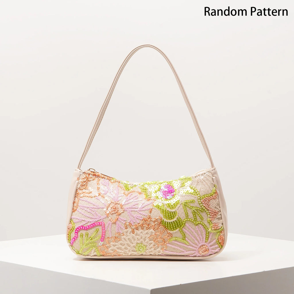 Shoulder Bag,Floral Pop,Sequin Bag,Embroidery,Gala Night,Party Outfits,Prom Bag,Wedding Items,Elegante,Valentine,Random Pattern