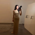 Elegant One Shoulder Sequins Party Dress Chic Sexy Backless Fold Design Slim Fit Female Long Gown 2026 NEW Party Evening Outfits 5