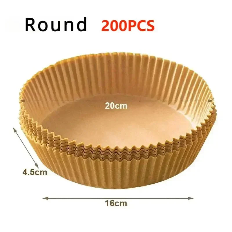 50Pcs Air Fryer Disposable Paper Non-Stick Airfryer Baking Papers Round Air-Fryer Paper Liners Paper Kitchen Accessories