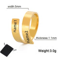 Customized personalized couple name ring stainless steel adjustable ring winding twist ring geometric ring couple jewelry