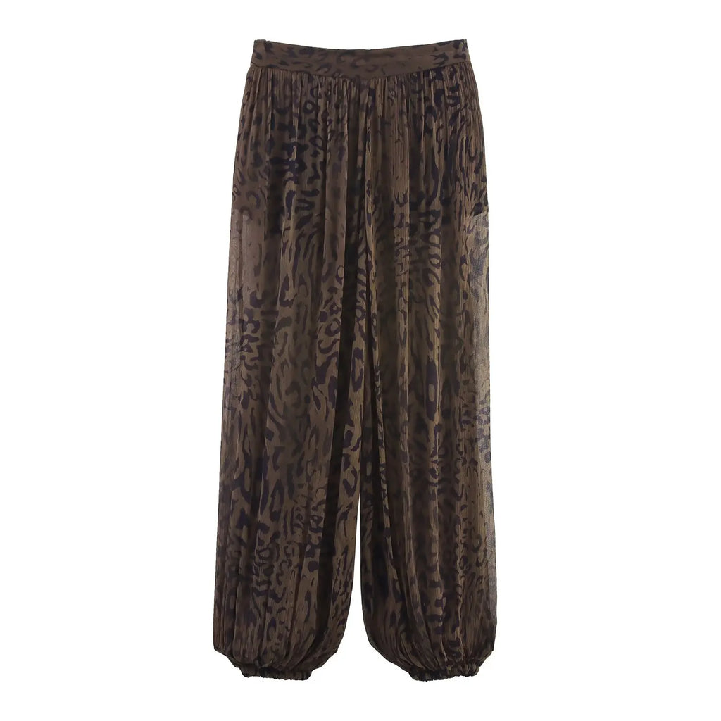 Casual Chic Lantern Pants Women Pant Vintage Animal Printed Translucent Pants Fashion 2026 Spring Streetwear Trousers