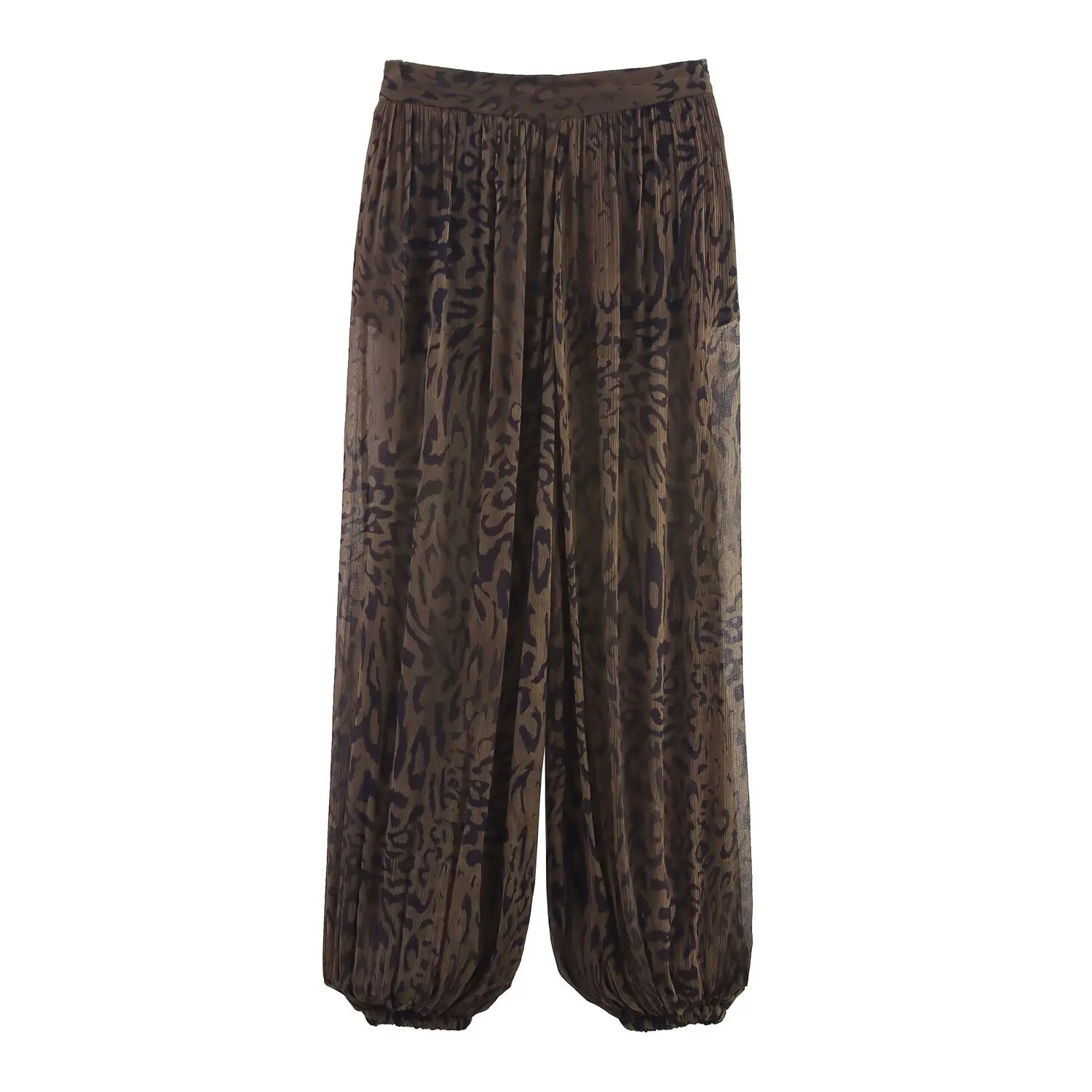 Casual Chic Lantern Pants Women Pant Vintage Animal Printed Translucent Pants Fashion 2026 Spring Streetwear Trousers