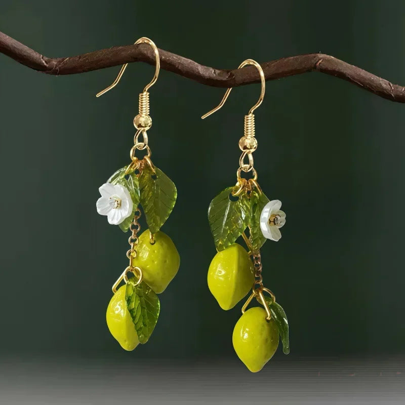 Personalized Lemon Earrings with Long Tassel Summer Fruit Dangle Earrings Versatile Bohemian Jewelry Gift for Women