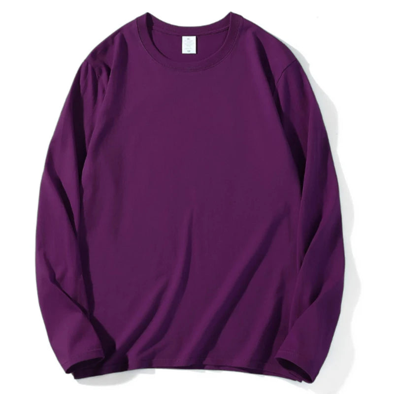 2026 Autumn Women Leisure Cotton Daily Long Sleeve Tops Lady Versatile Round Neck Baggy Clothes Female Concise Solid T-shirts