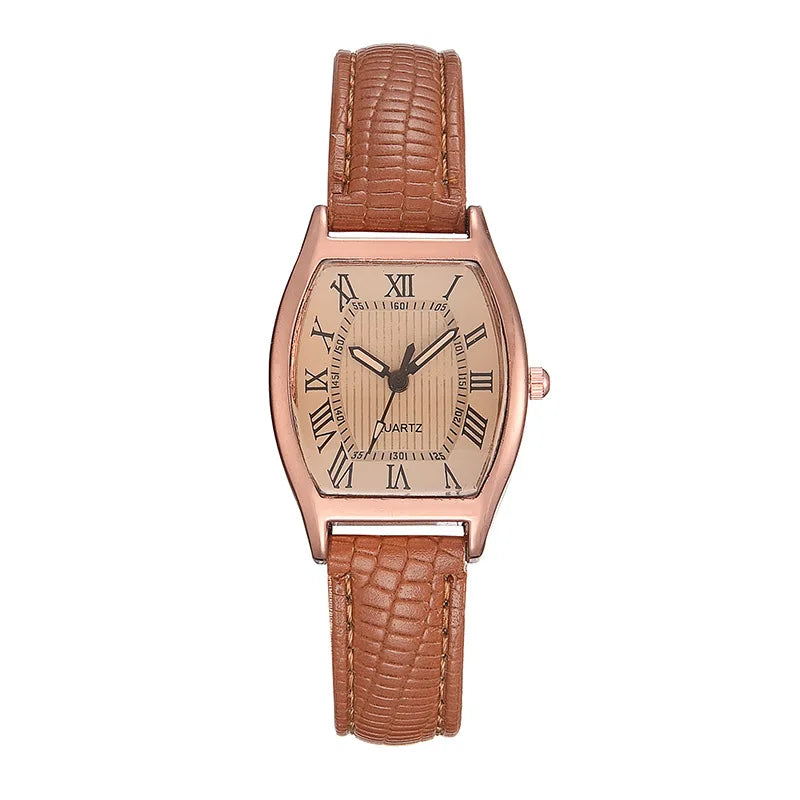 Fashion Tonneau-shaped Women Quartz Watches Elegant Leather Band Ladies Wristwatch Reloj Mujer