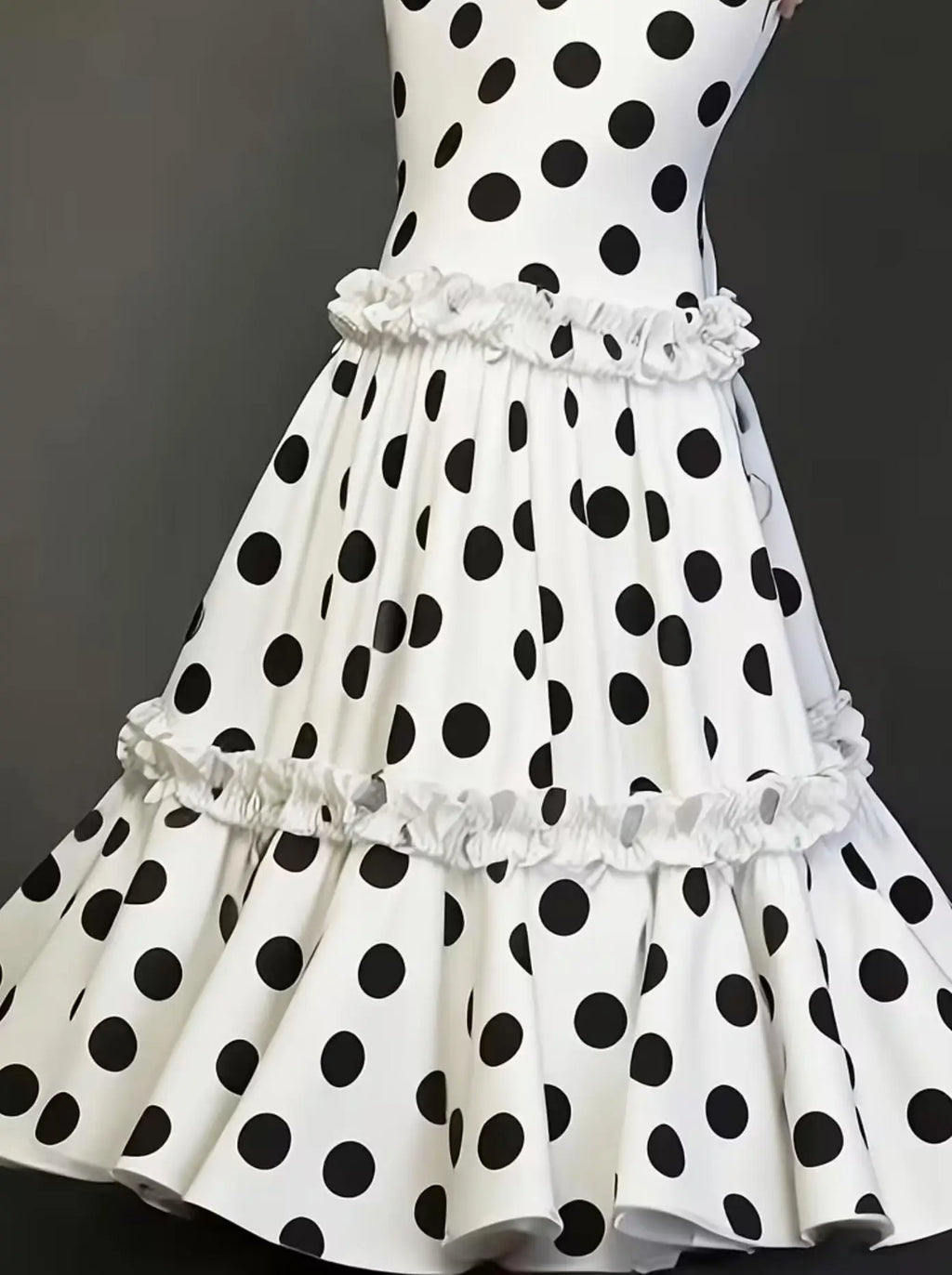 2026 Elegant Flare Sleeve Black and White Dot Party Dress Women Long Sleeve Fishtail Dress Long Evening Dress