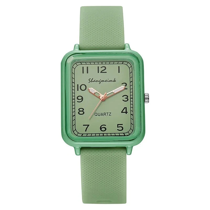 Fashion Rectangle Dial Ladies Quartz Watch Silicone Strap Womens Wristwatch Reloj Mujer Girls Clock Gift