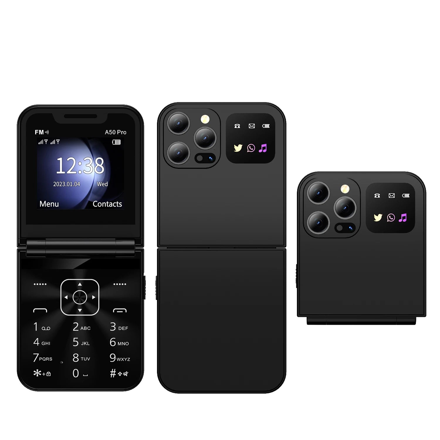 SERVO A50 PRO Flip Mobile Phone Dual SIM Standby Speed Dial Call Recording MP4 Player FM Radio 2G GSM Foldable Button Cellphones