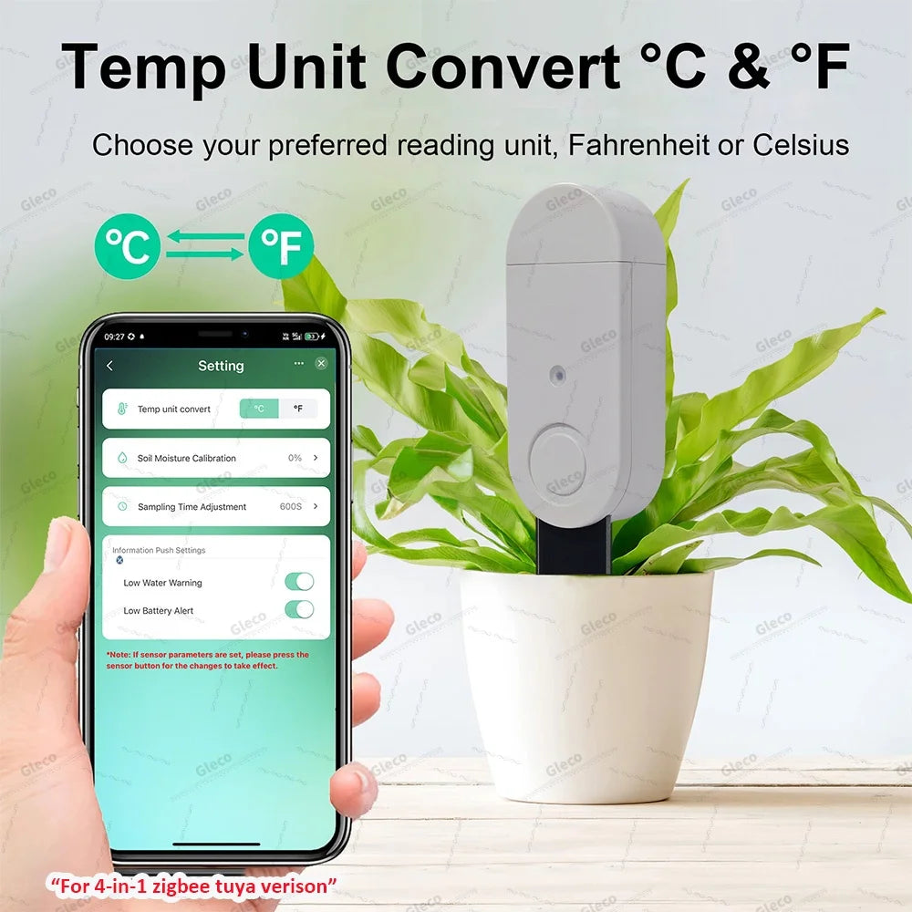 3-in-1/4-in-1 Zigbee Soil Moisture Sensor Humidity Meter Temperature Tester Light Detector Work With Tuya Smart Life 2MQTT HA