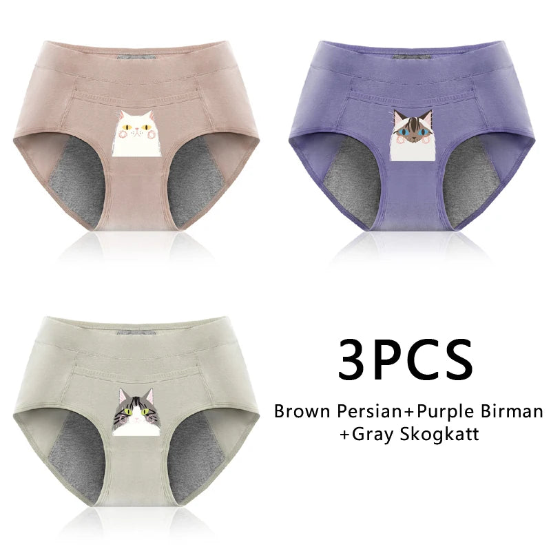 Women's Panties UnderwearLeakproofBreathable Briefs MenstrualPants PlusSizeWaterproof Mid Waist Organic Cotton Protective Briefs
