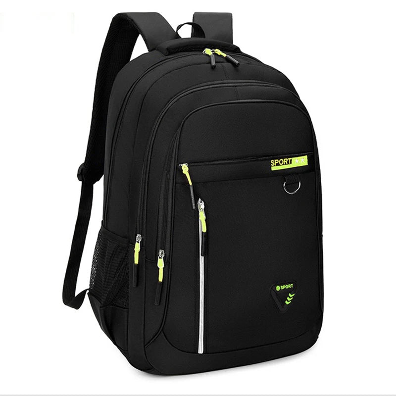Neutral brand multi-layered backpack for men and women with various pockets,suitable for business trips.Made of nylon material.