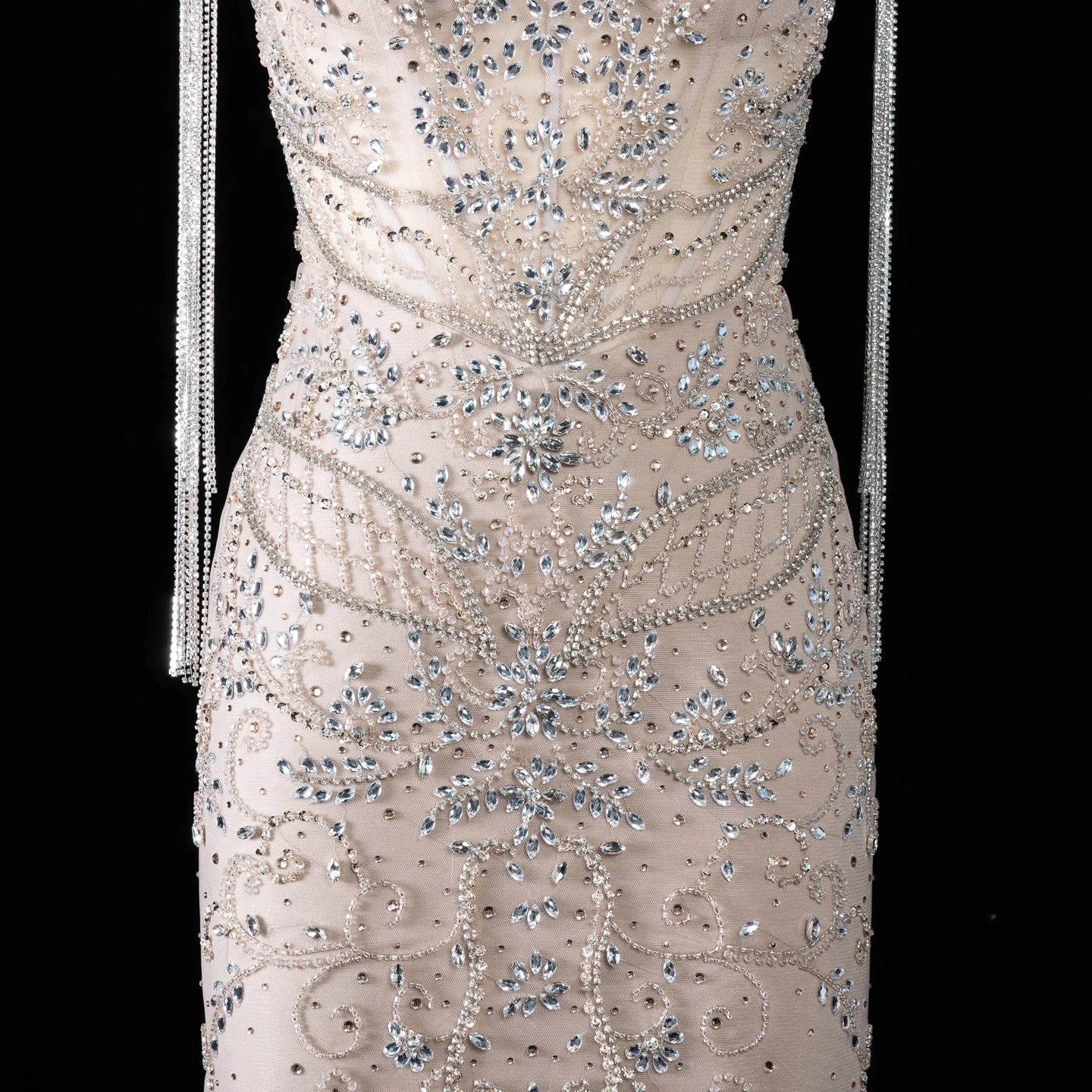 Sharon Said Luxury Mermaid Women's Formal Evening Dress Tassel Crystal High Collar Beaded Saudi Party Gowns SS182 Customized