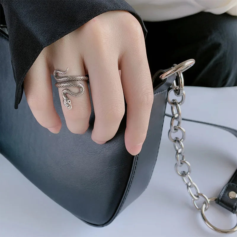 925 Sterling Silver Adjustable Rings For Women Entanglement Snake Luxury Fine Jewelry Vintage Wedding Accessories Jewellery