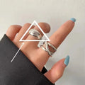925 Sterling Silver Geometric Multilayer Round Bead Ring Female Fashion Punk Temperament Prevent Allergy Charm Jewelry