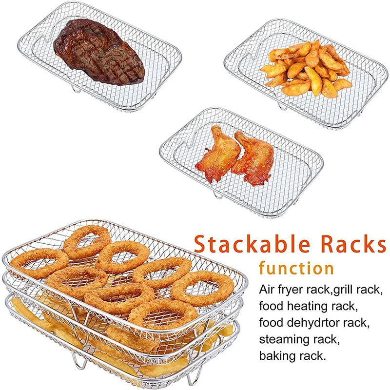 Air Fryer Baking Rack Metal Oven Grill Racks 3 Layers Airfryer Accessories for Cosori/Instant Vortex/Ninja/Foodi CookIng Basket