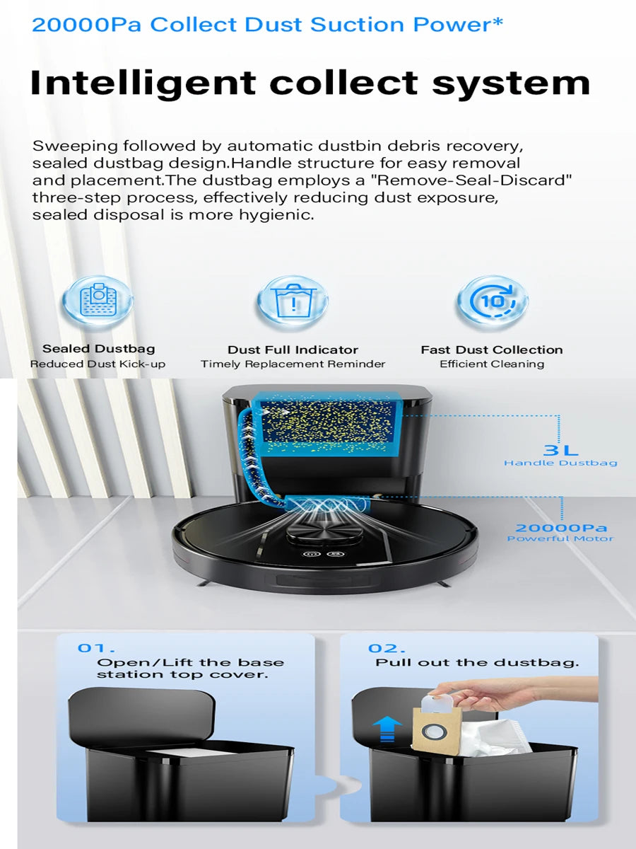 Robot Vacuum Cleaner Mop，3500Pa Suction, 2-in-1 Sweep & Mop, Intelligent App Control, Automatic Charging & Return for Home Clean