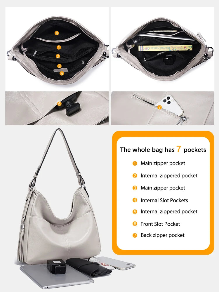 Zency Elegant Hobo Bag Soft Leather Women's Shoulder Crossbody Bag