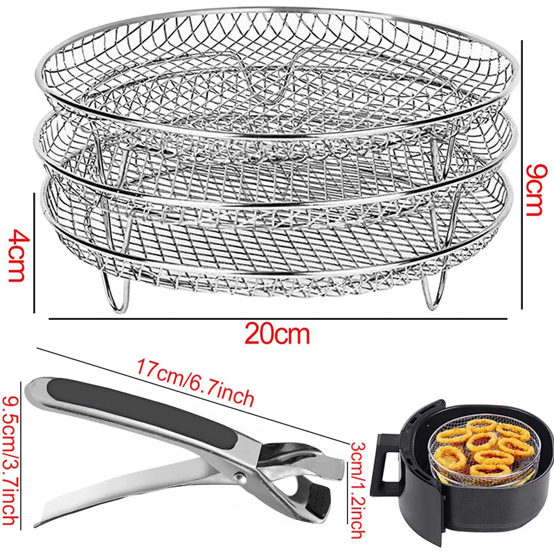Air Fryer Baking Rack Metal Oven Grill Racks 3 Layers Airfryer Accessories for Cosori/Instant Vortex/Ninja/Foodi CookIng Basket