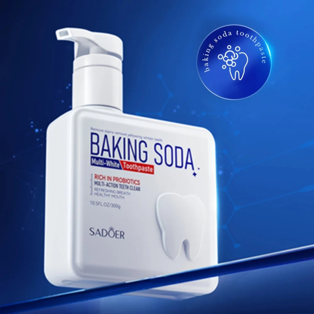 Cleansing Baking Soda Probiotic Pump Toothpaste, Deep Cleaning Teeth, Whitening And Brightening Toothpaste 300g