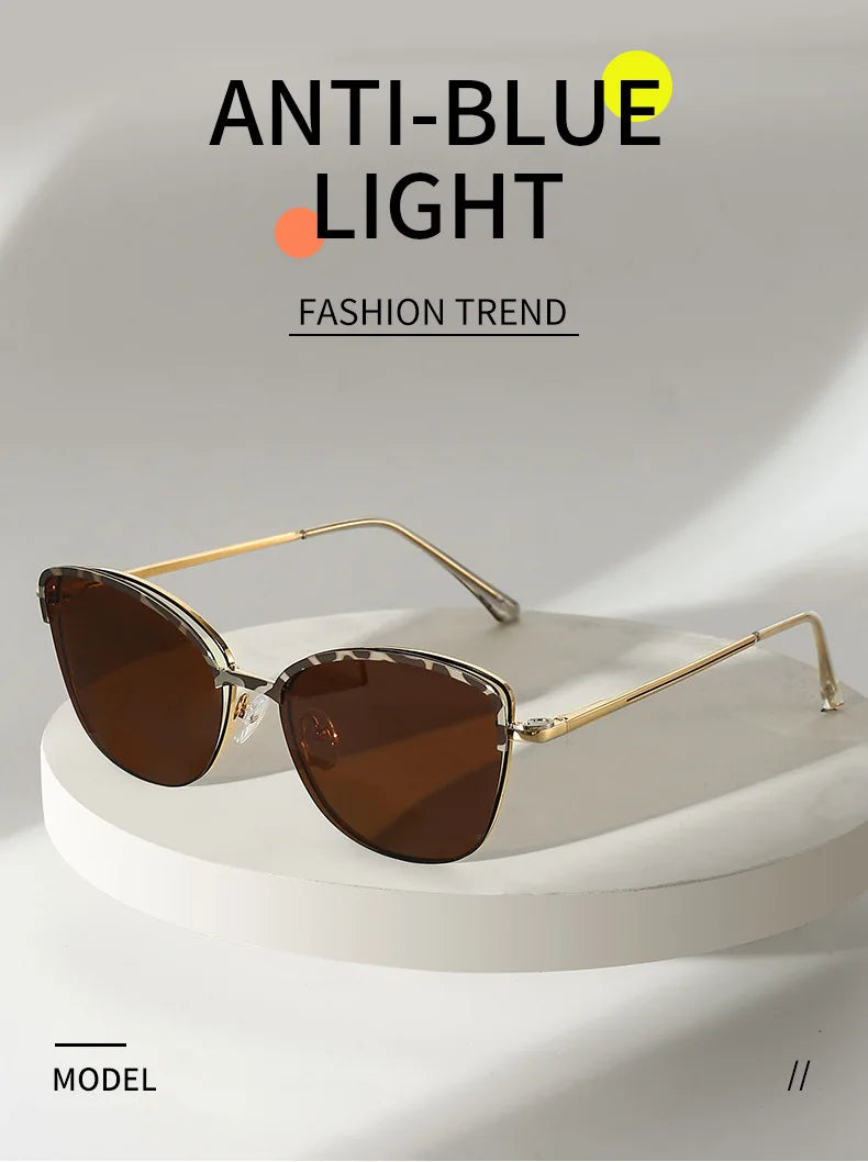 JMISUS Cat Eye Prescription Glasses Woman High-Quality Metal Clip on Polarized Sunglasses Blue Light Filter Optical Eyewear